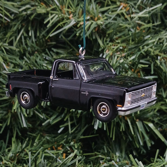 Chevy 1983 Silverado Ornament Christmas Gift Chevrolet Stepside Truck Black