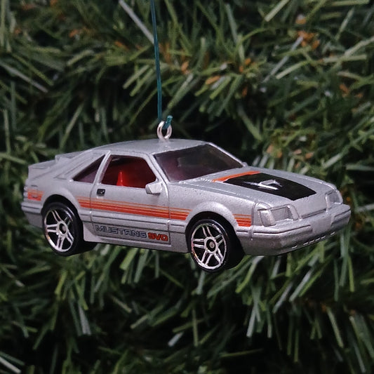 Ford Mustang 1984 SVO Christmas Ornament Gift Xmas Tree Decoration Silver 1985 1986