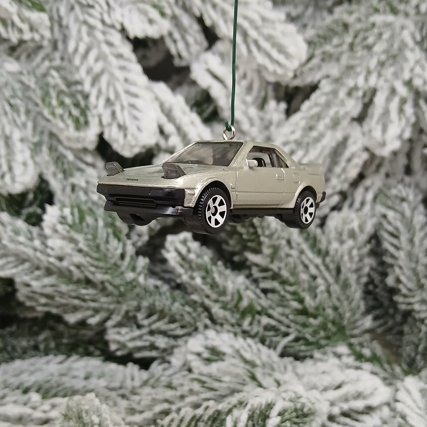 TOYOTA 1984 MR2 Ornament Christmas Gift Xmas Tree Decoration 1985-1989 White Blue Silver