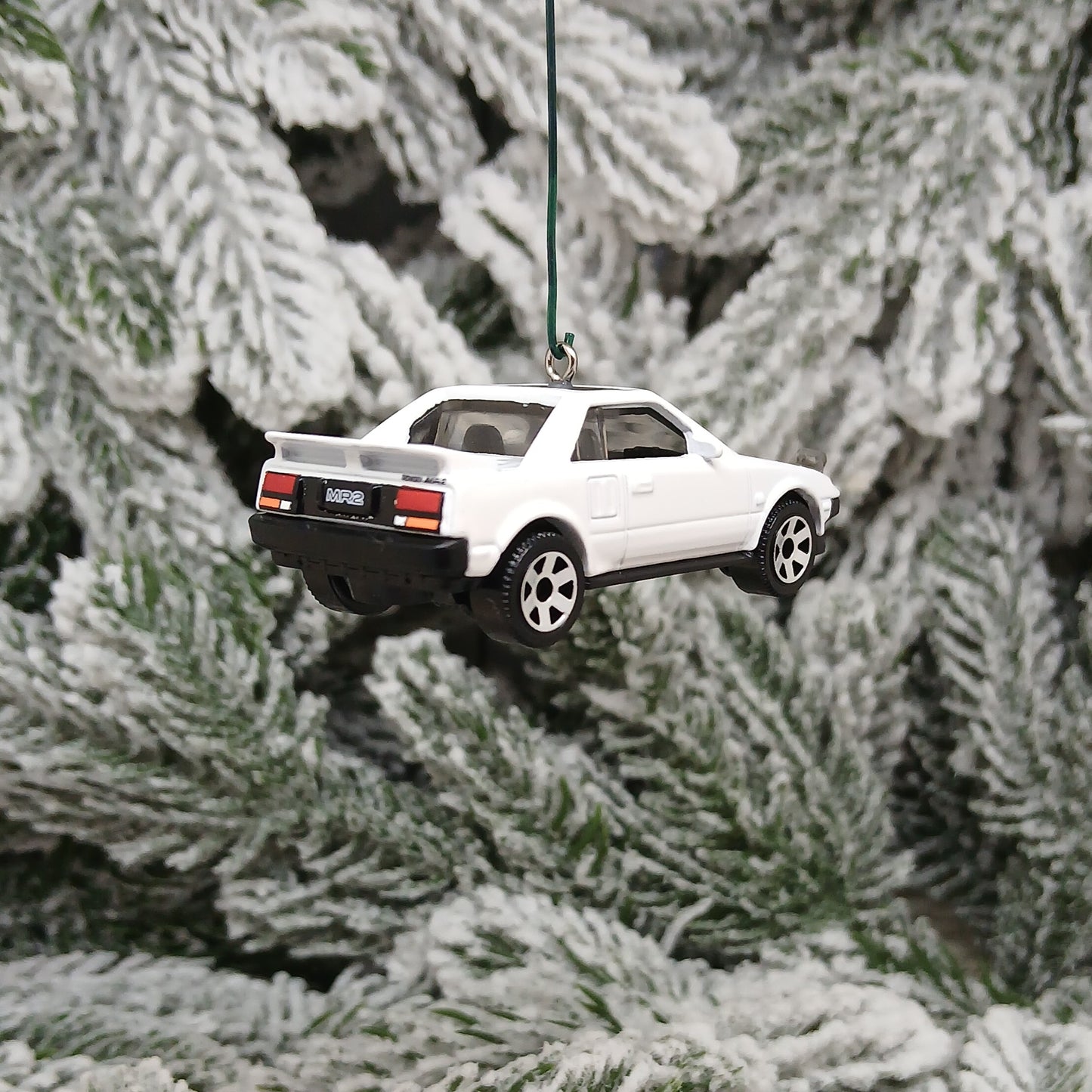 TOYOTA 1984 MR2 Ornament Christmas Gift Xmas Tree Decoration 1985-1989 White Blue Silver