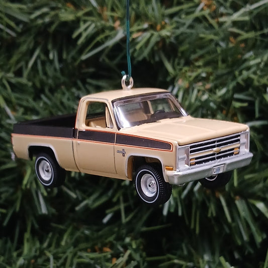 Chevy 1985 Silverado Ornament Christmas Gift Chevrolet Fleetside Short Bed Truck Tan Dark-Brown