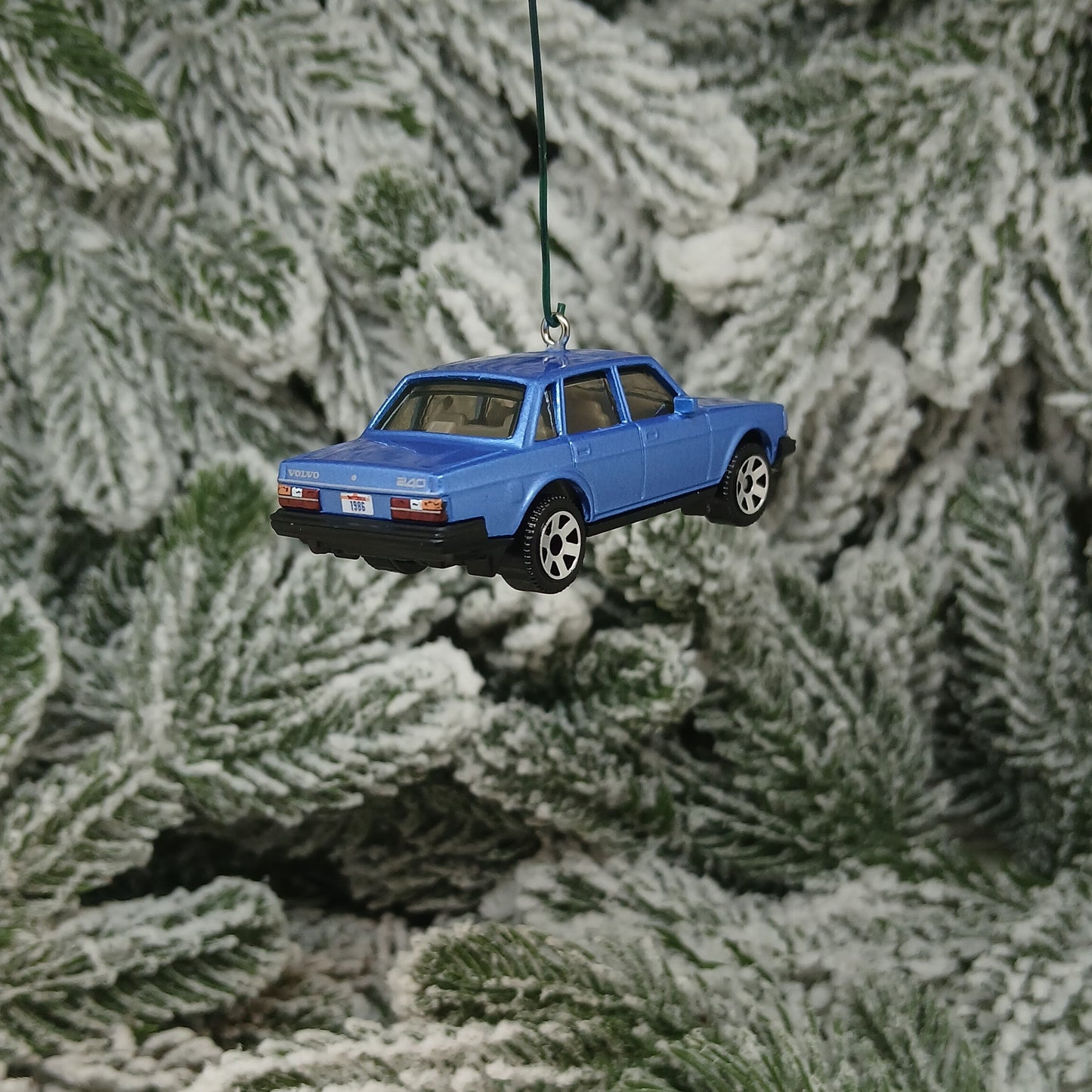 Volvo 1986 240 Ornament Christmas Tree Decoration Unique Gift Idea Medium Blue Light Yellow Dark Red