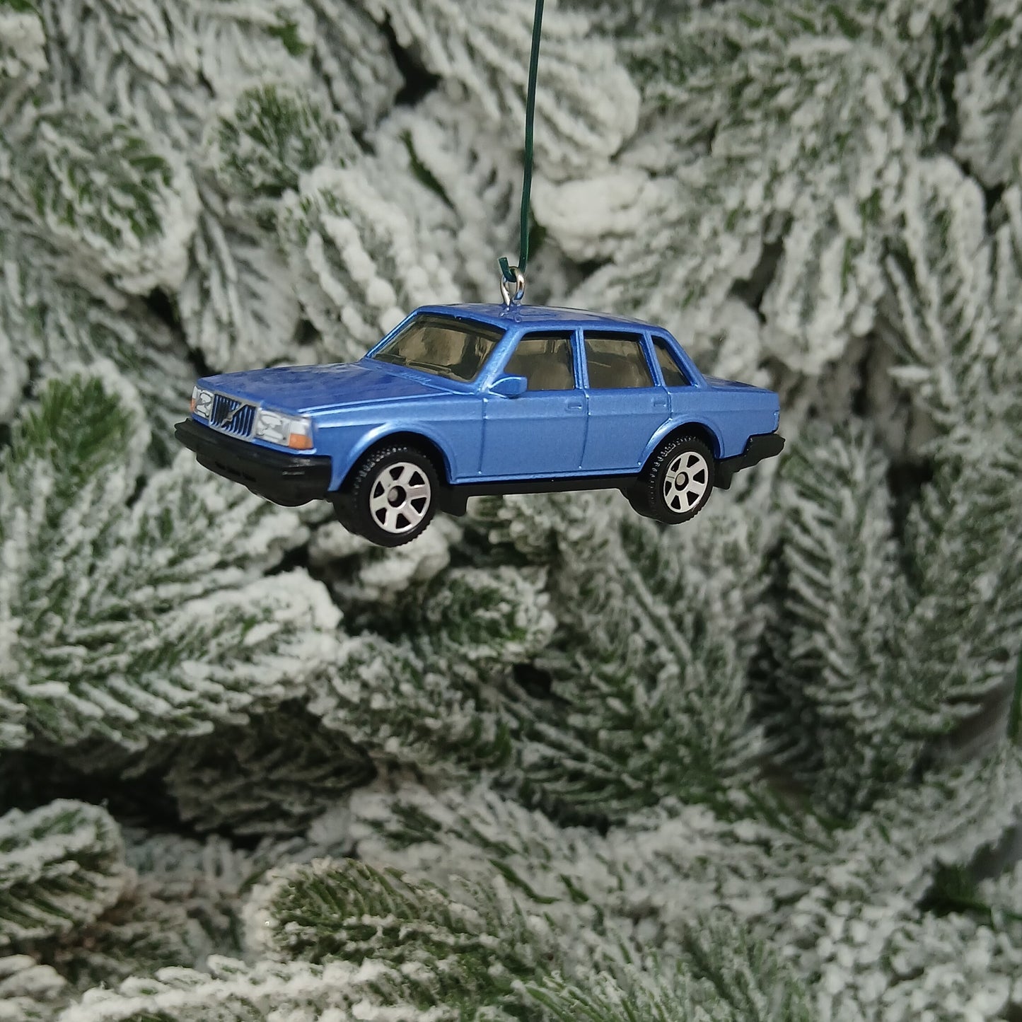 Volvo 1986 240 Ornament Christmas Tree Decoration Unique Gift Idea Medium Blue Light Yellow Dark Red