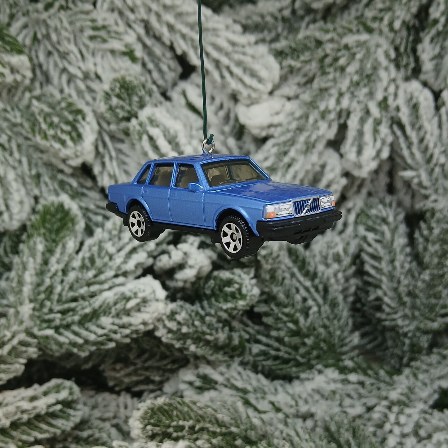 Volvo 1986 240 Ornament Christmas Tree Decoration Unique Gift Idea Medium Blue Light Yellow Dark Red
