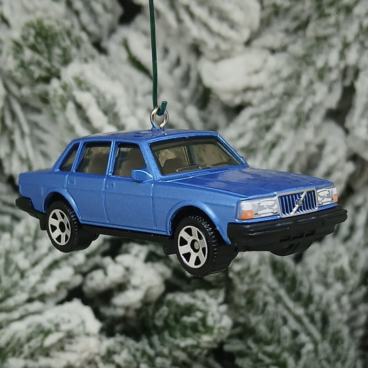 Volvo 1986 240 Ornament Christmas Tree Decoration Unique Gift Idea Medium Blue Light Yellow Dark Red