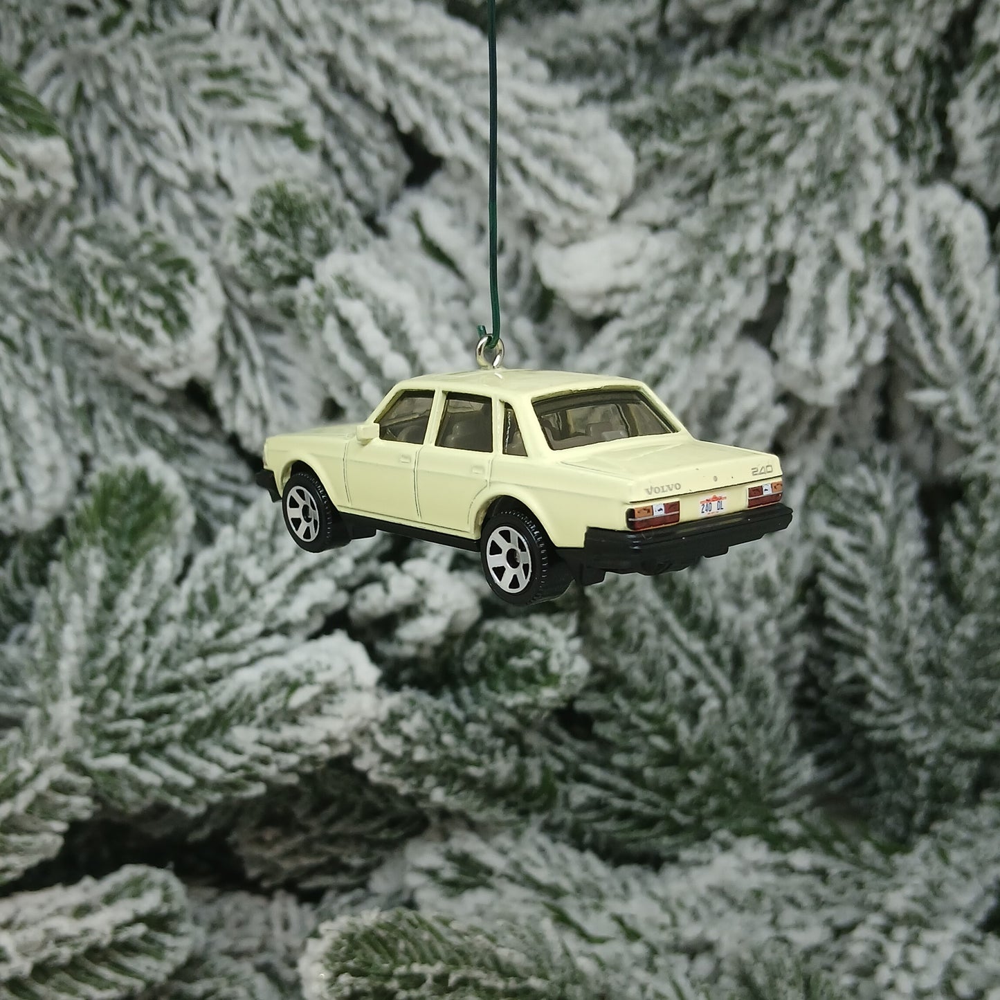 Volvo 1986 240 Ornament Christmas Tree Decoration Unique Gift Idea Medium Blue Light Yellow Dark Red