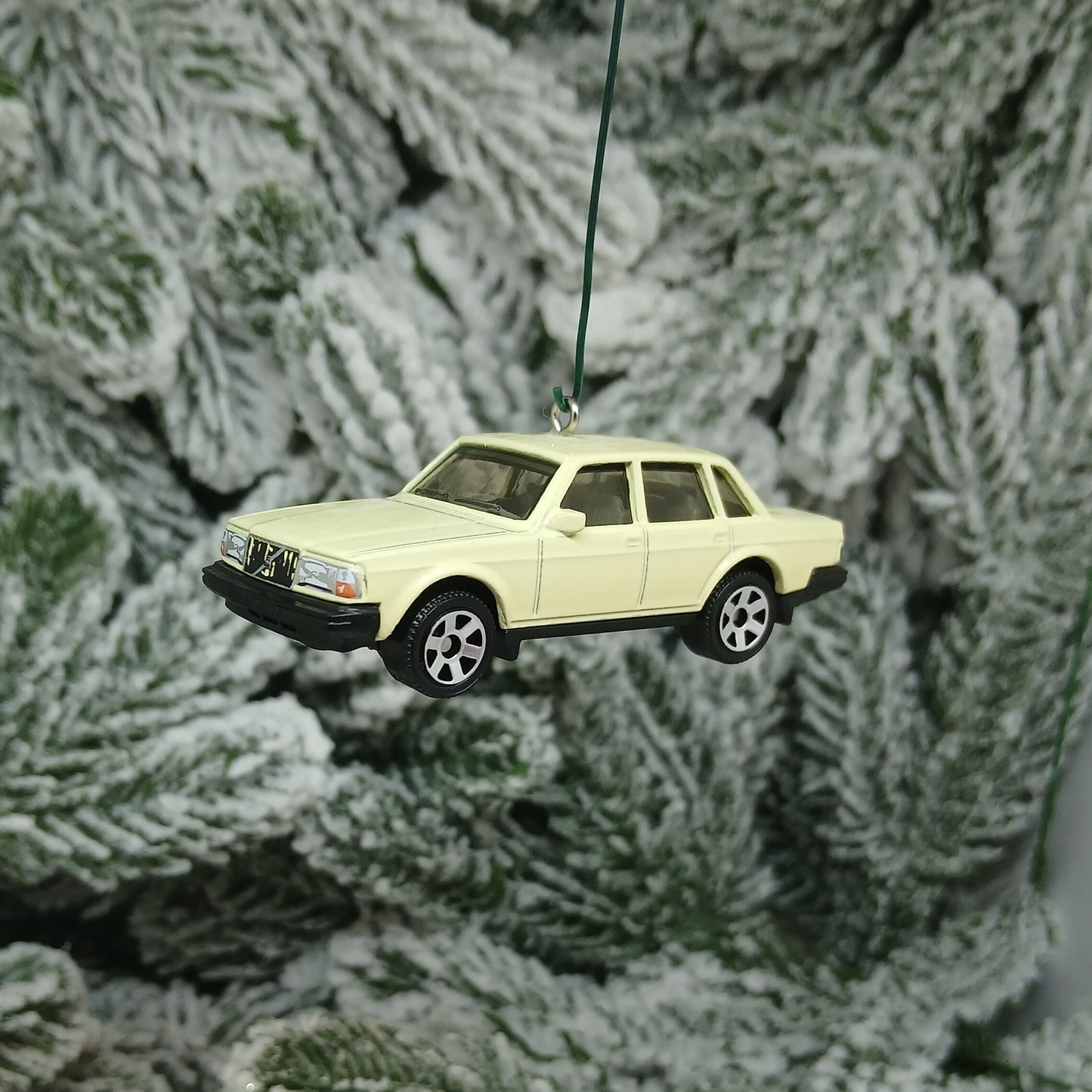 Volvo 1986 240 Ornament Christmas Tree Decoration Unique Gift Idea Medium Blue Light Yellow Dark Red