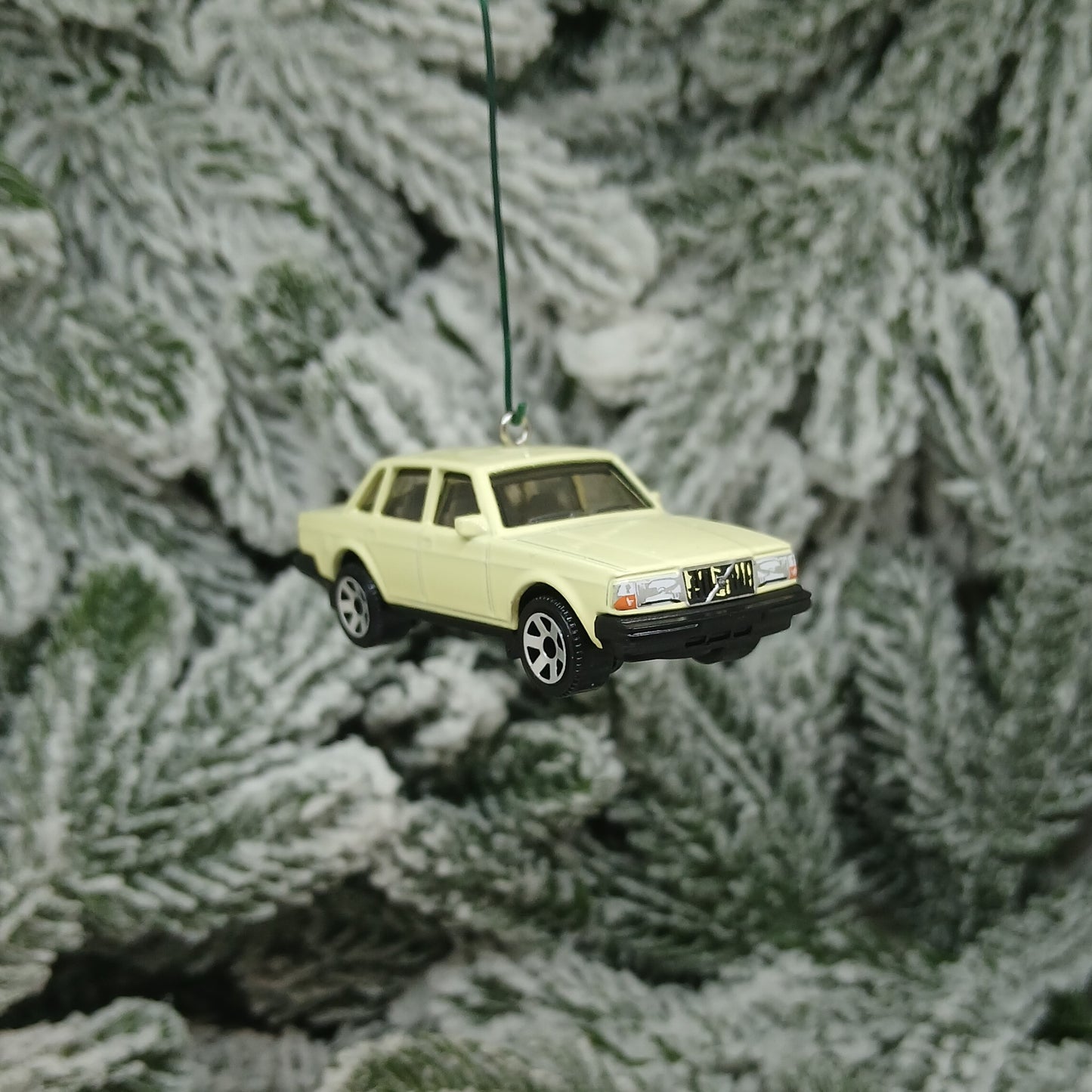 Volvo 1986 240 Ornament Christmas Tree Decoration Unique Gift Idea Medium Blue Light Yellow Dark Red