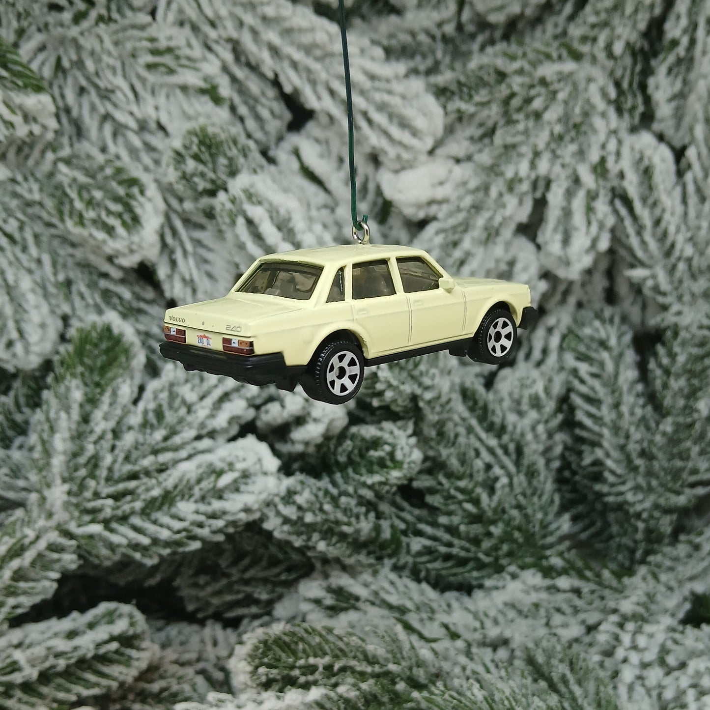 Volvo 1986 240 Ornament Christmas Tree Decoration Unique Gift Idea Medium Blue Light Yellow Dark Red