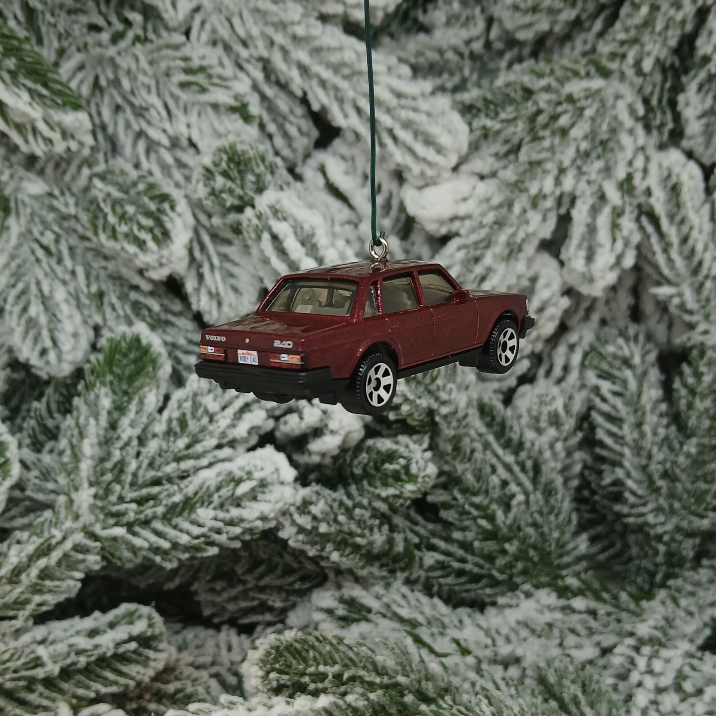 Volvo 1986 240 Ornament Christmas Tree Decoration Unique Gift Idea Medium Blue Light Yellow Dark Red