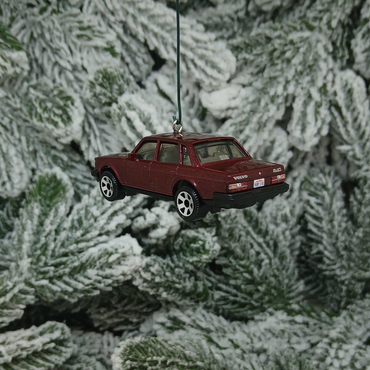 Volvo 1986 240 Ornament Christmas Tree Decoration Unique Gift Idea Medium Blue Light Yellow Dark Red
