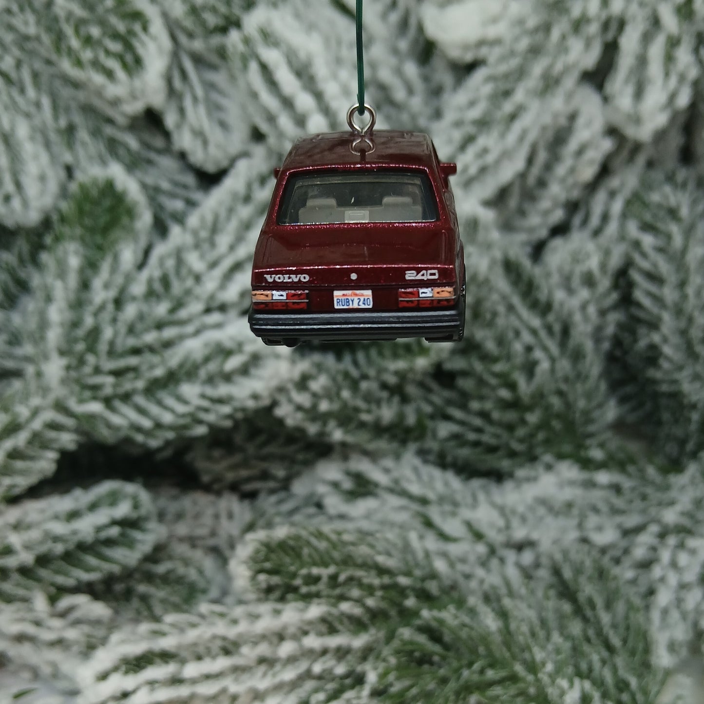 Volvo 1986 240 Ornament Christmas Tree Decoration Unique Gift Idea Medium Blue Light Yellow Dark Red