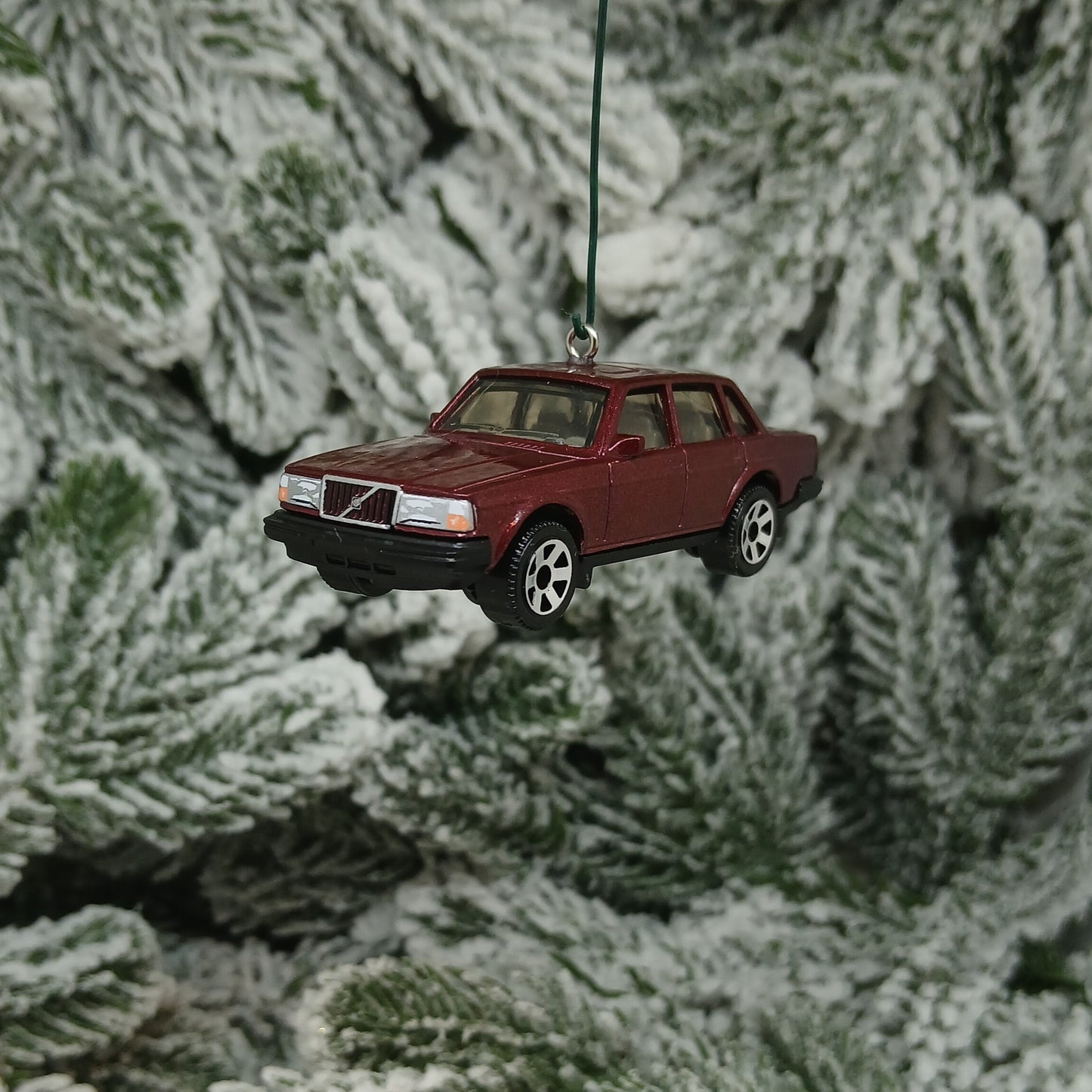 Volvo 1986 240 Ornament Christmas Tree Decoration Unique Gift Idea Medium Blue Light Yellow Dark Red