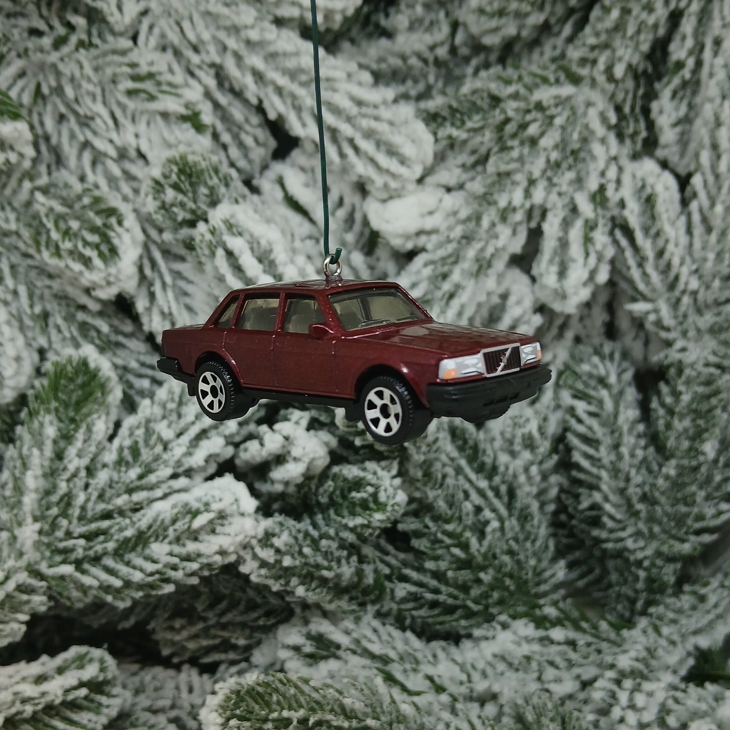 Volvo 1986 240 Ornament Christmas Tree Decoration Unique Gift Idea Medium Blue Light Yellow Dark Red