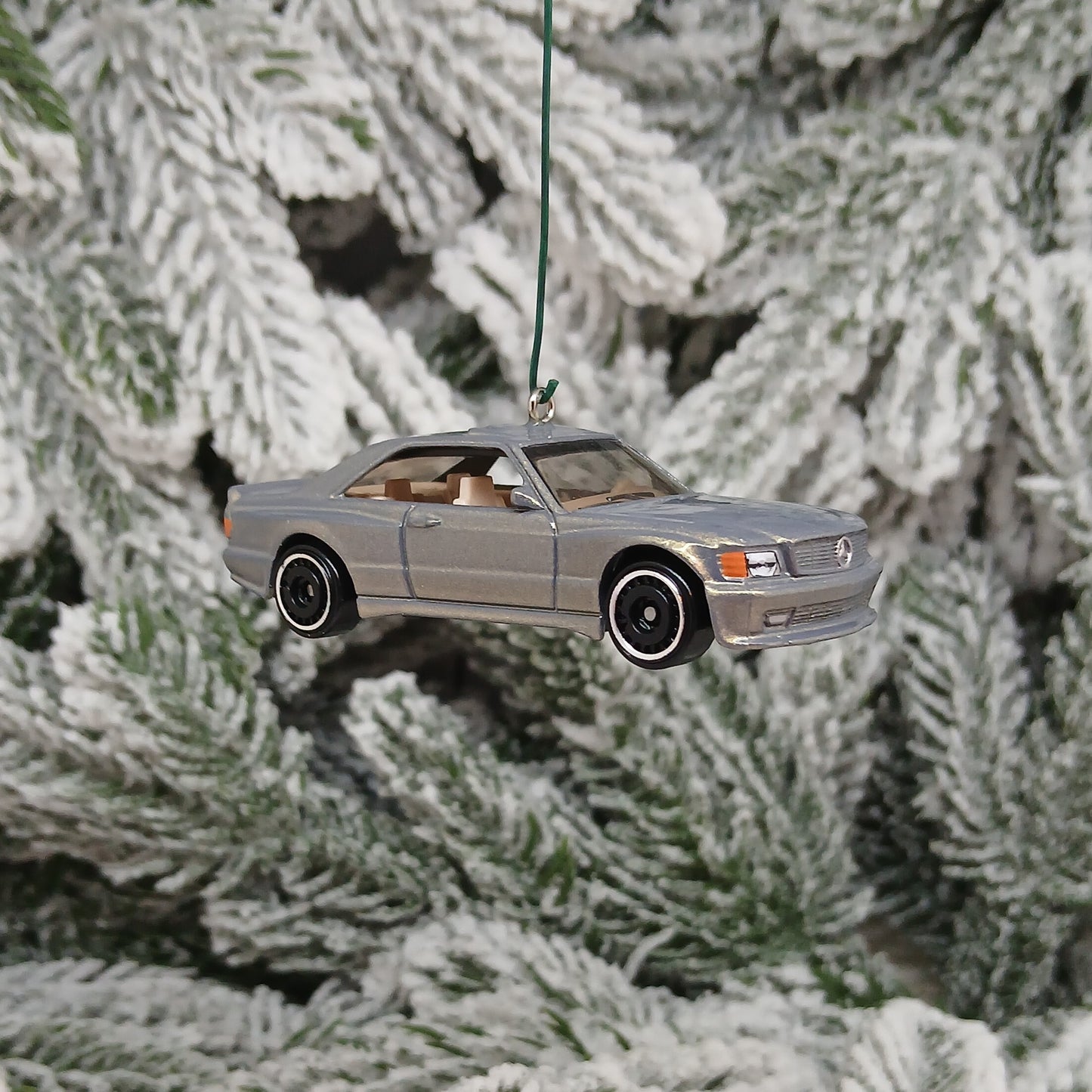 Mercedes Benz Ornament 1989 560 SEC AMG Christmas Tree Decoration Unique Xmas Gift Idea Prismatic Silver/Gold