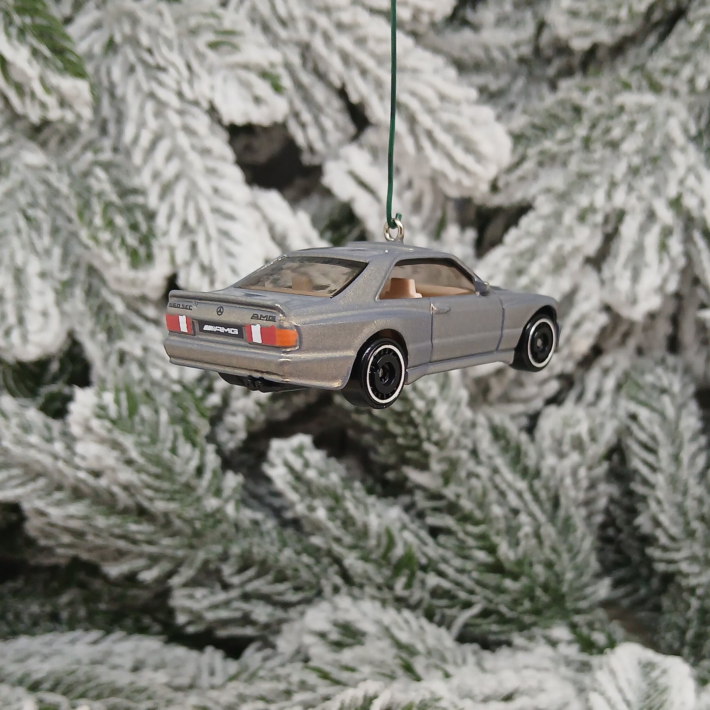 Mercedes Benz Ornament 1989 560 SEC AMG Christmas Tree Decoration Unique Xmas Gift Idea Prismatic Silver/Gold
