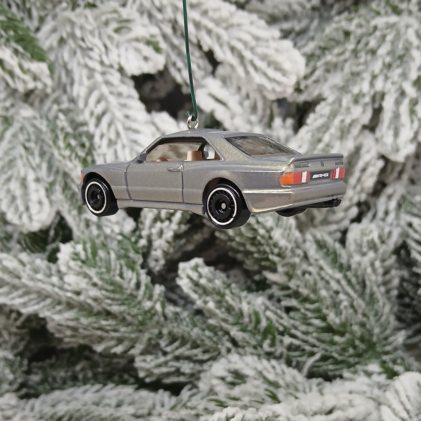 Mercedes Benz Ornament 1989 560 SEC AMG Christmas Tree Decoration Unique Xmas Gift Idea Prismatic Silver/Gold
