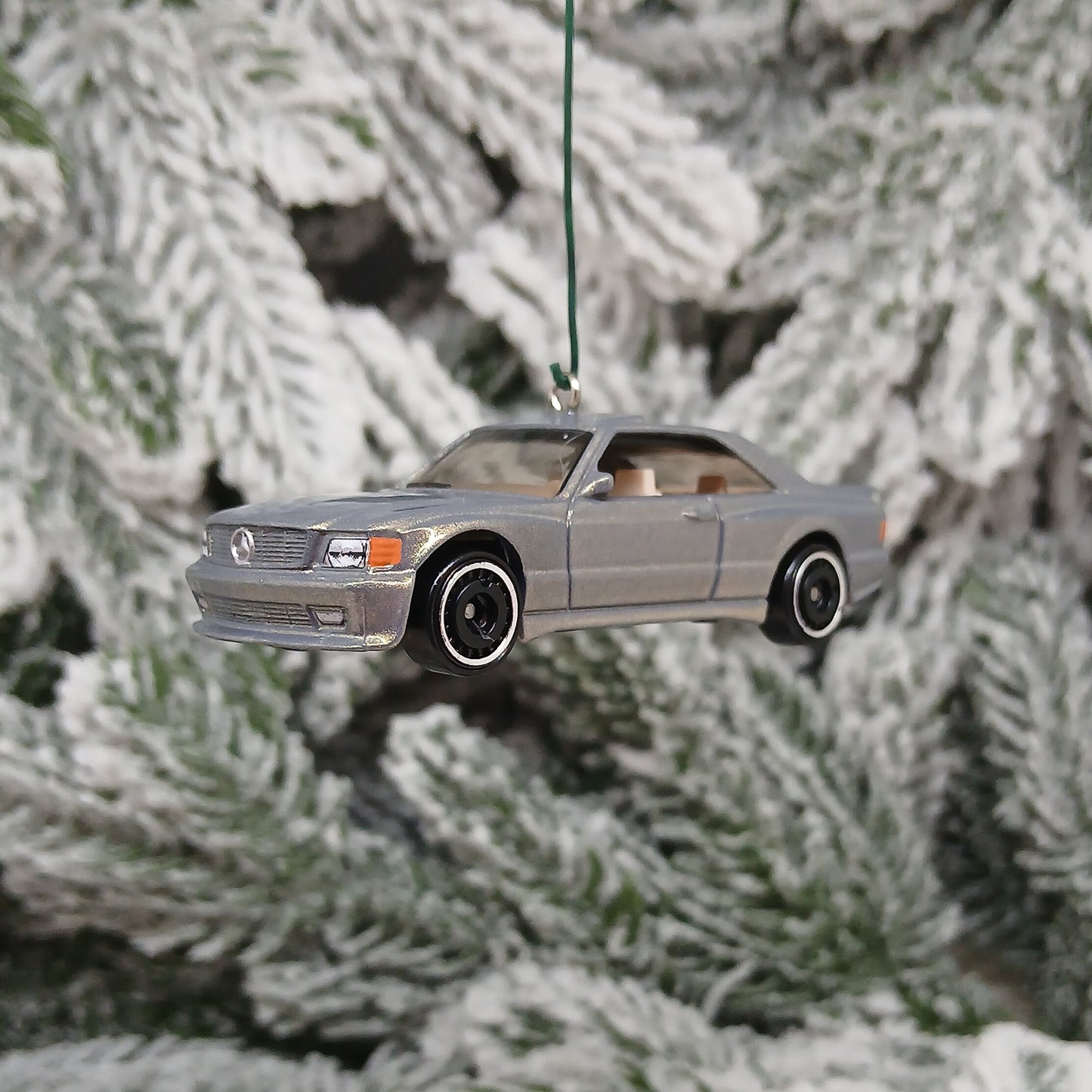 Mercedes Benz Ornament 1989 560 SEC AMG Christmas Tree Decoration Unique Xmas Gift Idea Prismatic Silver/Gold