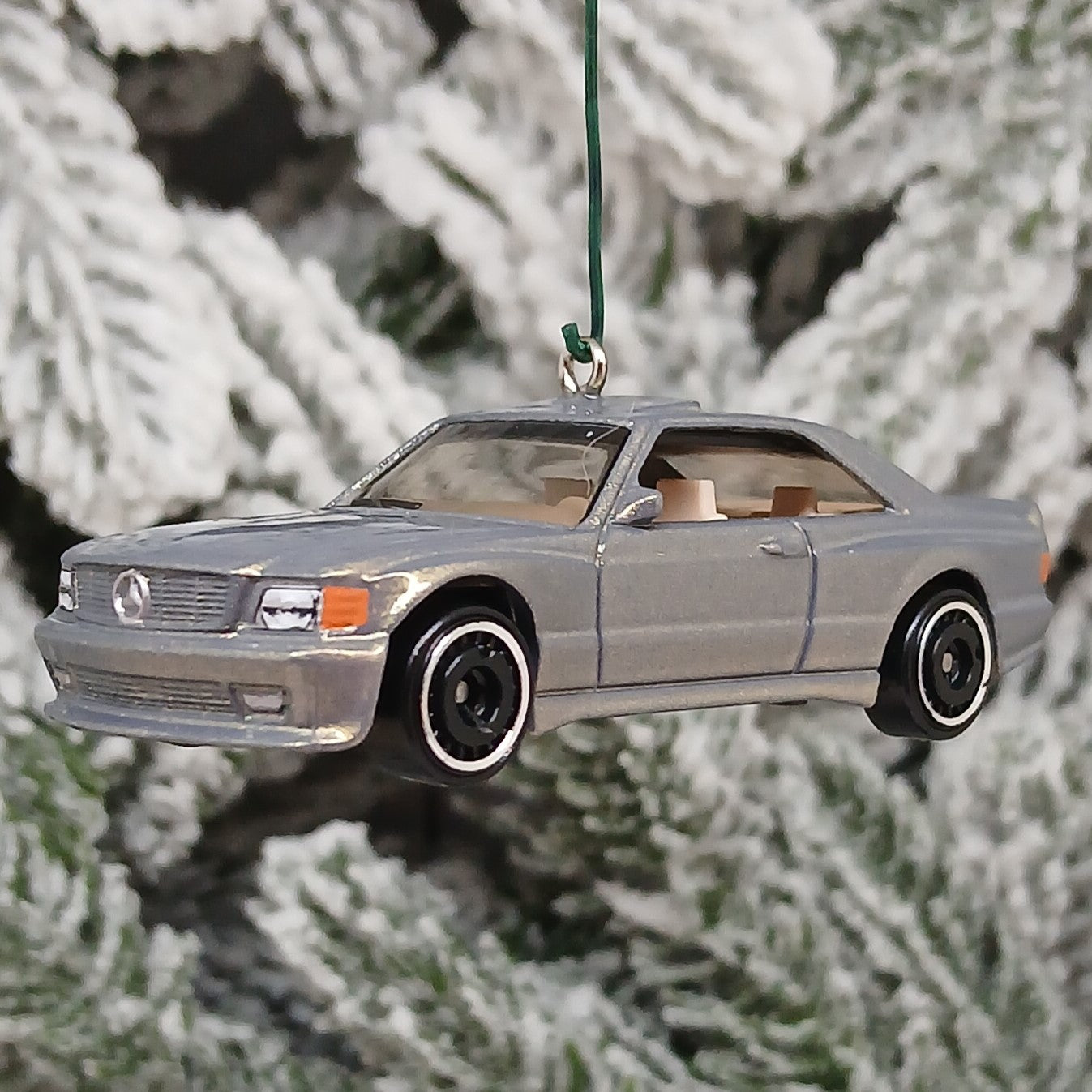 Mercedes Benz Ornament 1989 560 SEC AMG Christmas Tree Decoration Unique Xmas Gift Idea Prismatic Silver/Gold
