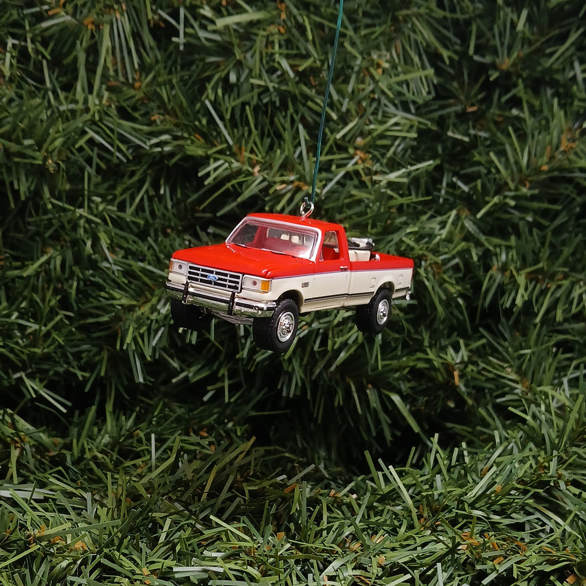 Ford F-250 Christmas Ornament 1991 F250 XLT Pickup Truck Unique Gift Idea Xmas Decoration 3 inch Blue/Tan (Copy)