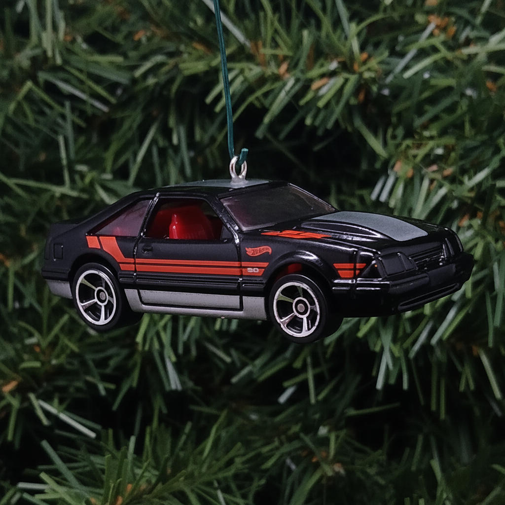 Ford 1992 Mustang Christmas Ornament Unique Xmas Gift Idea 1987-1993 Black