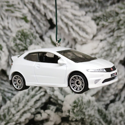 Honda Civic Type R Christmas Ornament 2008 Unique Gift Idea Xmas Tree Decoration White