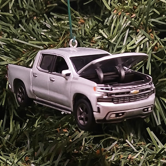 Chevy Silverado Ornament 2019 Christmas Gift Chevrolet Truck 2020 2021 Xmas Tree Decoration Silver Ice