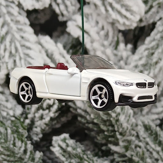 BMW M4 Ornament Christmas Tree Gift Decoration Cabriolet Convertible Doors Open 2020 White