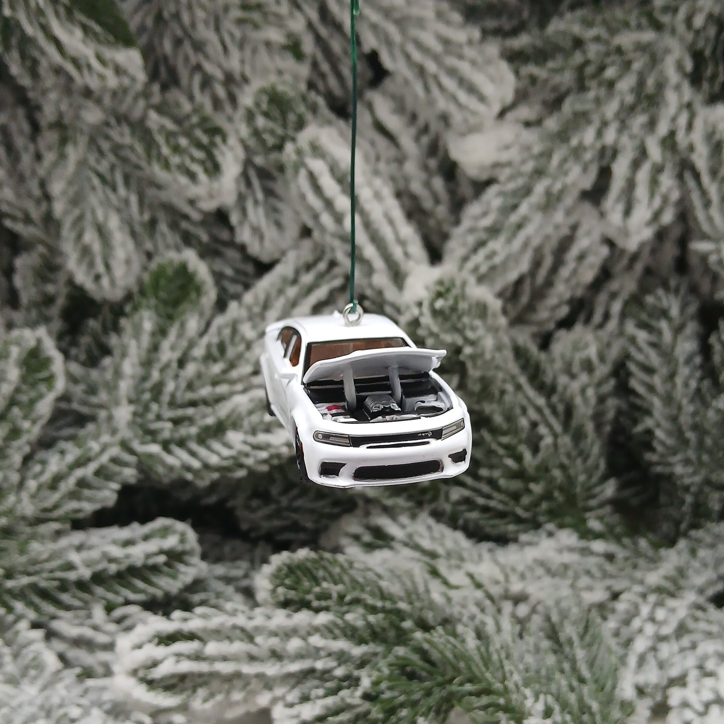 DODGE 2021 Charger SRT Ornament Christmas Gift Hellcat Redeye Hood Opens White Knuckle