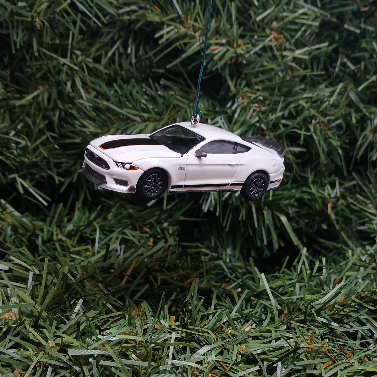Ford Mustang Ornament 2021 Mach 1 Christmas Gift Xmas Tree Decoration White Great Detail