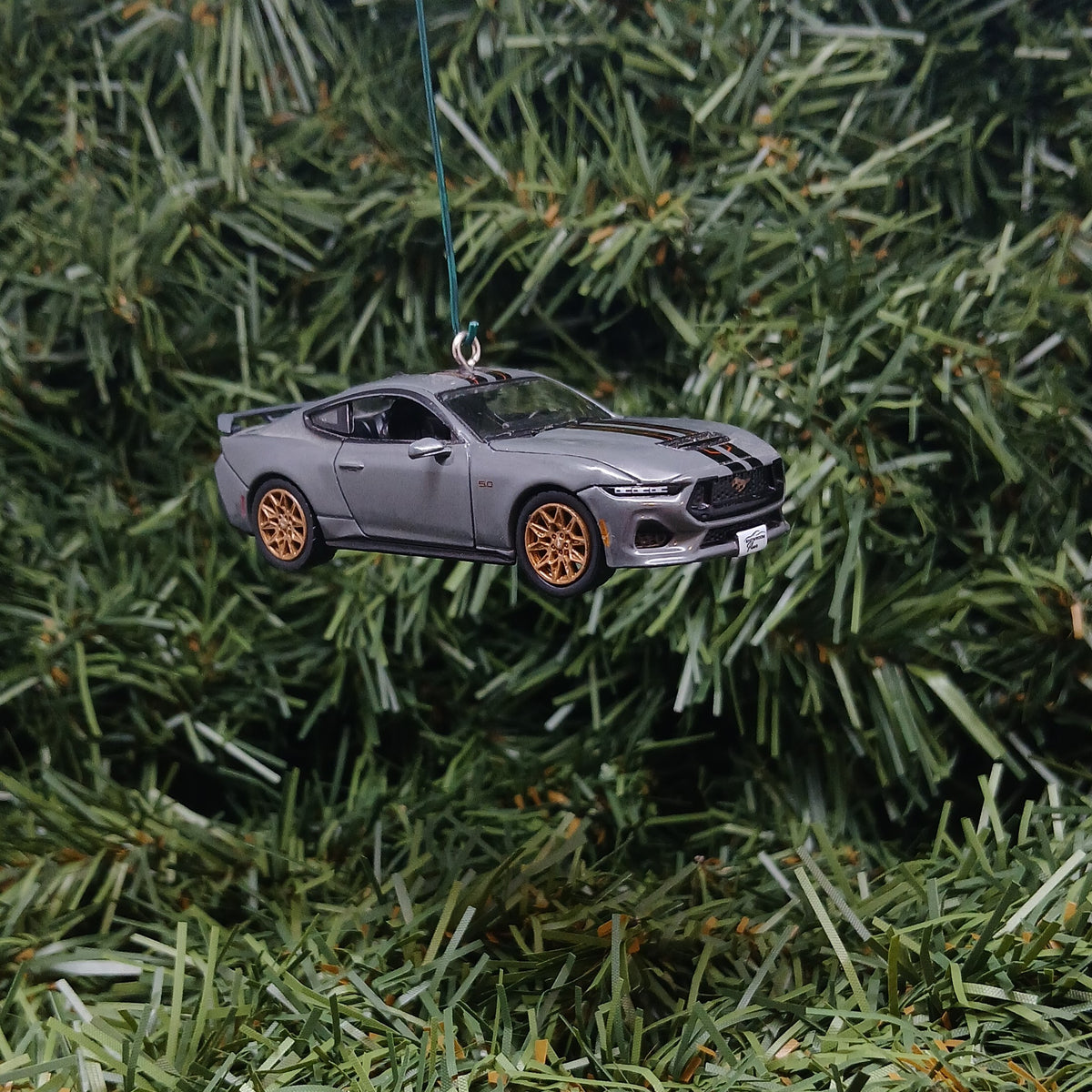 Ford Mustang 2024 GT Ornament Christmas Gift 2024-2026 Unique Xmas Tree Decoration Gray Grey