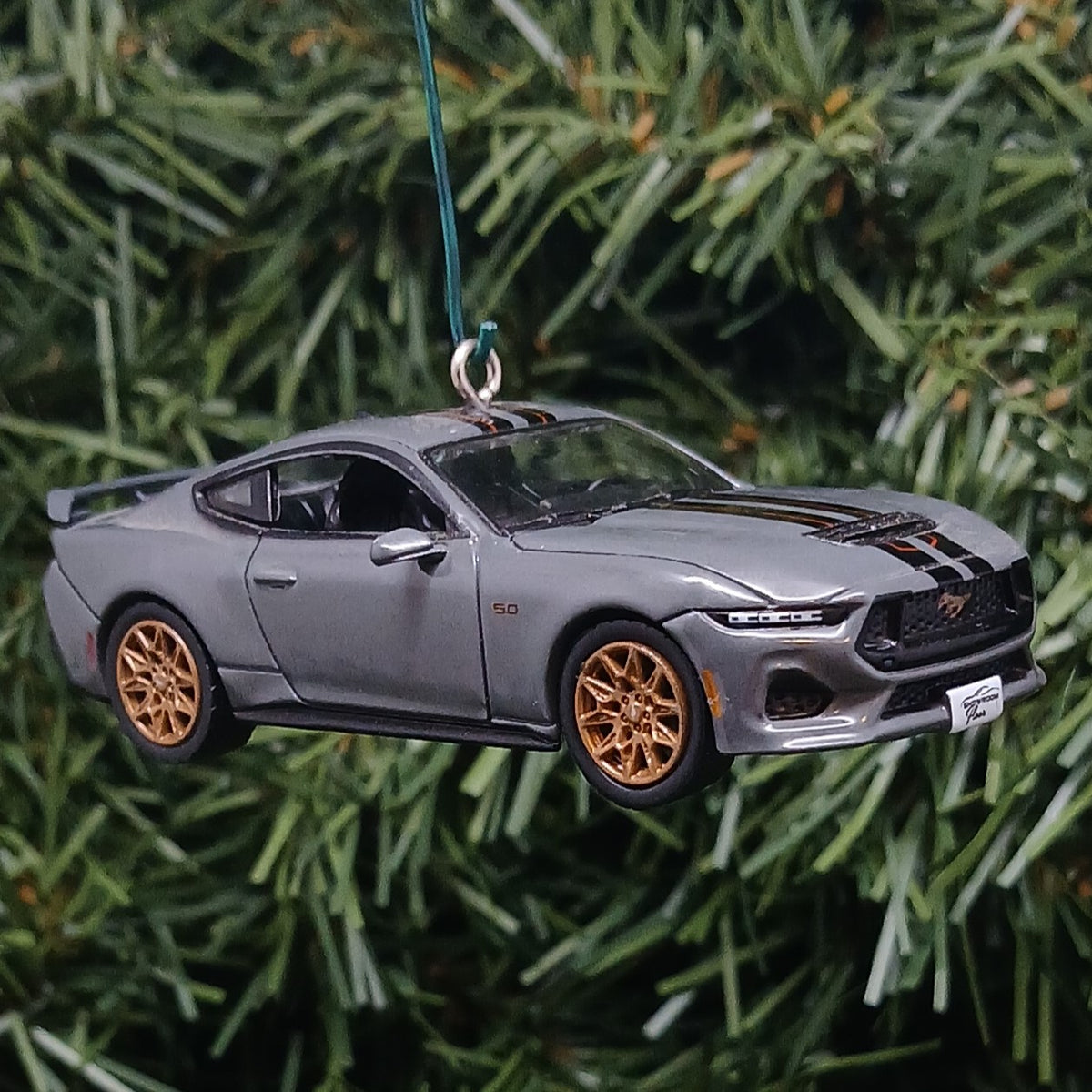 Ford Mustang 2024 GT Ornament Christmas Gift 2024-2026 Unique Xmas Tree Decoration Gray Grey