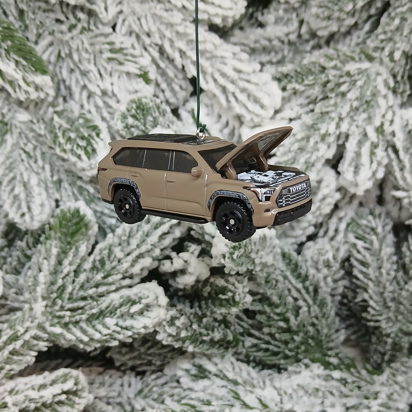 TOYOTA Sequoia Ornament 2024 TRD Pro Christmas Tree Decoration Gift Idea Brown Hood Opens