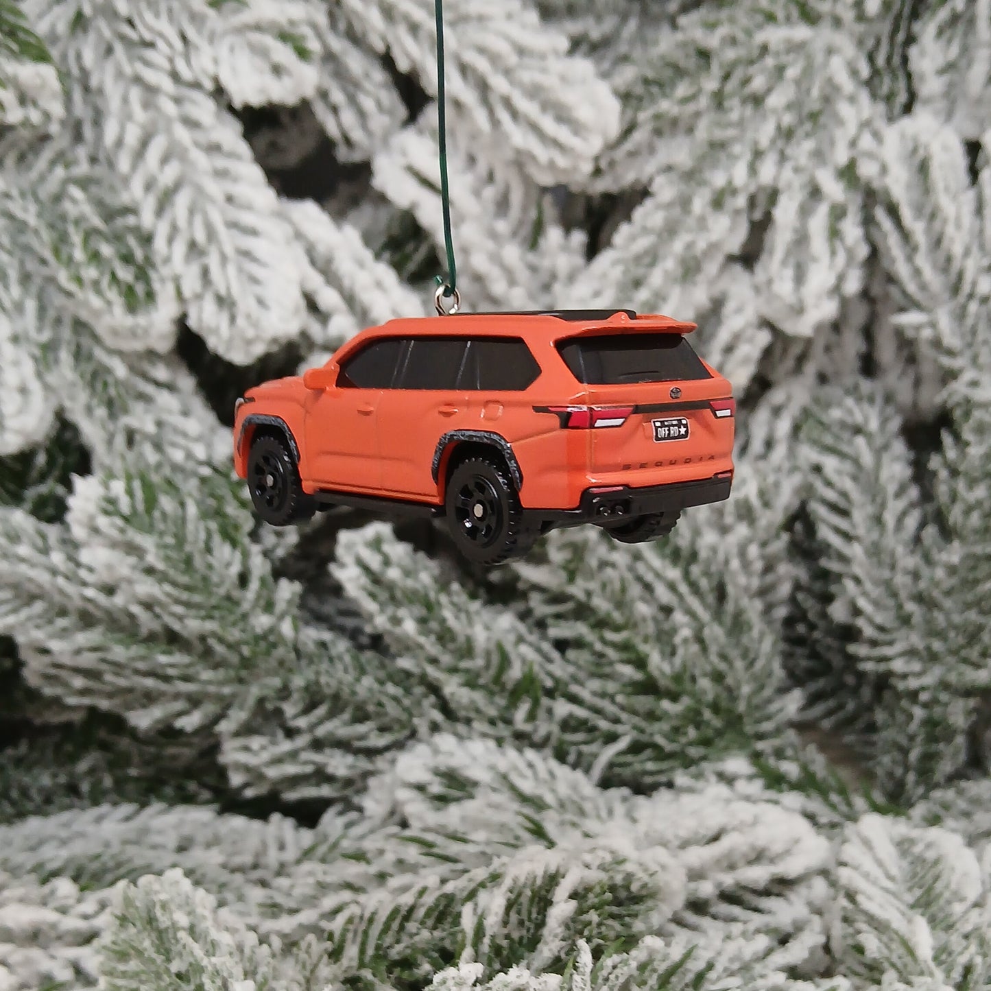 TOYOTA Sequoia Ornament 2024 TRD Pro Christmas Tree Decoration Gift Idea Orange/Solar Octane Hood Opens
