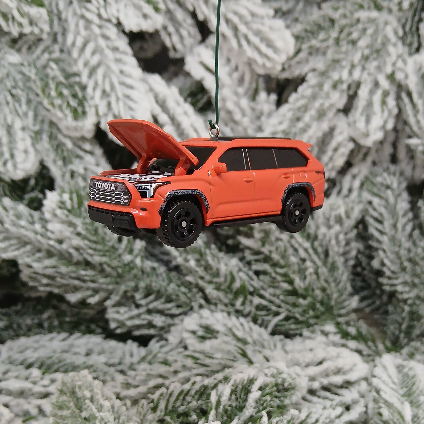 TOYOTA Sequoia Ornament 2024 TRD Pro Christmas Tree Decoration Gift Idea Orange/Solar Octane Hood Opens