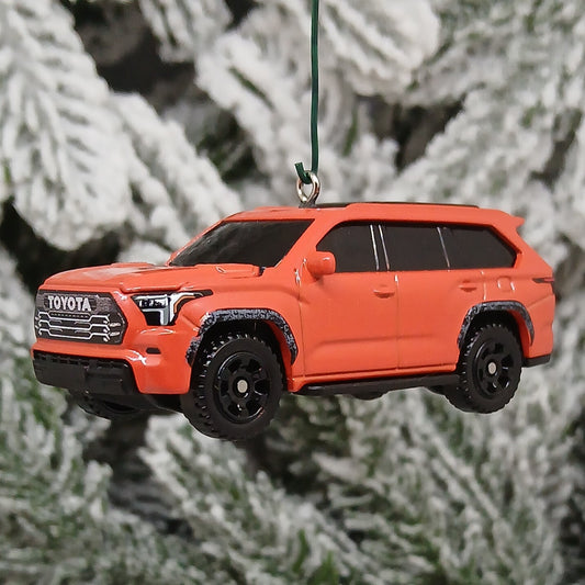 TOYOTA Sequoia Ornament 2024 TRD Pro Christmas Tree Decoration Gift Idea Orange/Solar Octane Hood Opens