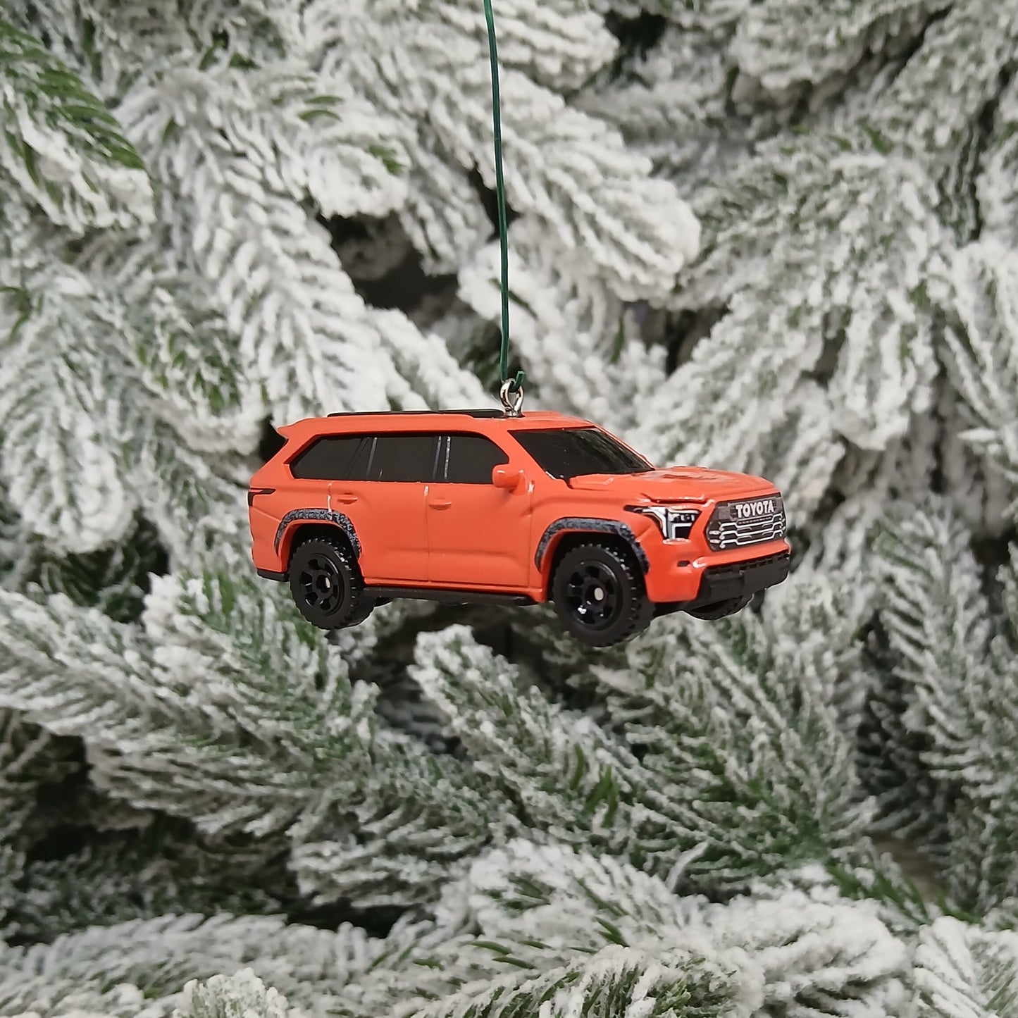 TOYOTA Sequoia Ornament 2024 TRD Pro Christmas Tree Decoration Gift Idea Orange/Solar Octane Hood Opens