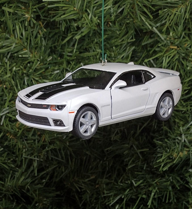 Chevy Camaro Ornament 2014 Christmas Tree Decoration Fun Automotive Xmas Gift Idea 5 inch Chevrolet White