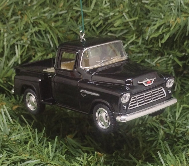 1955 Chevy 3100 Truck Ornament Christmas Gift Idea Chevrolet Stepside Pickup 5 inch Unique Xmas Tree Decoration Black