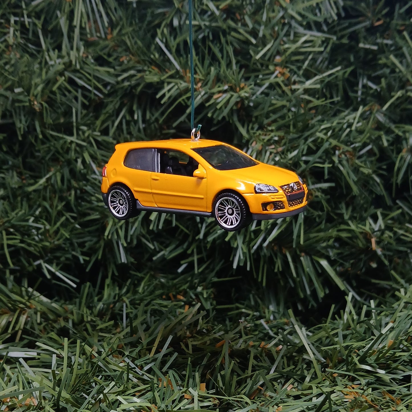 VW Golf GTI Ornament Christmas Gift Idea Volkswagen Xmas Tree Decoration Yellow Licensed