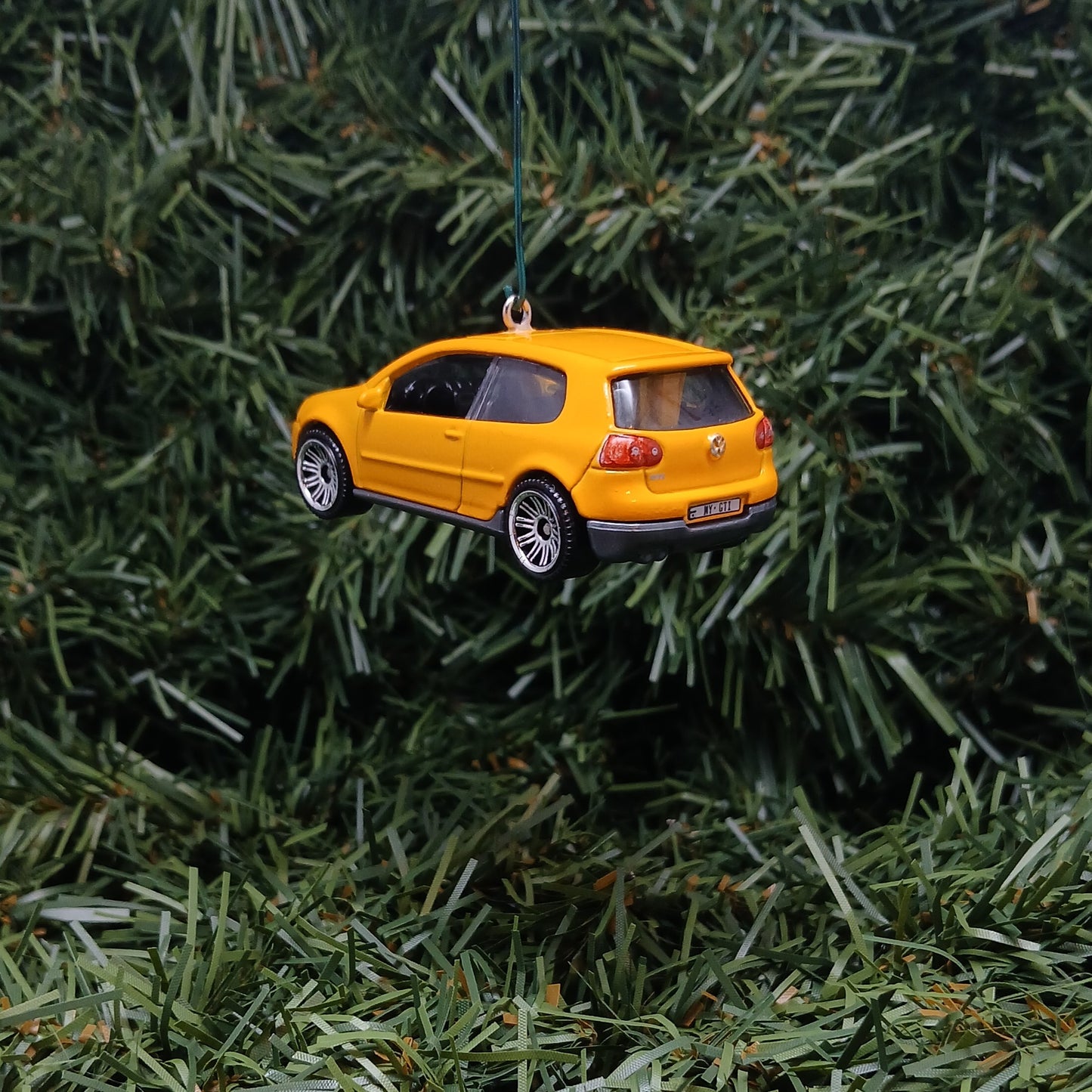 VW Golf GTI Ornament Christmas Gift Idea Volkswagen Xmas Tree Decoration Yellow Licensed