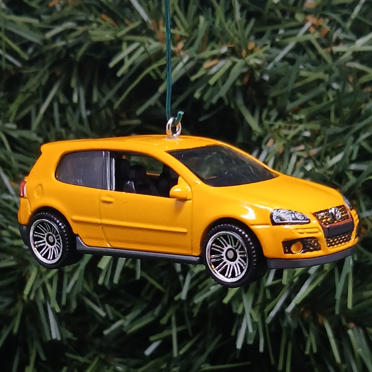 VW Golf GTI Ornament Christmas Gift Idea Volkswagen Xmas Tree Decoration Yellow Licensed