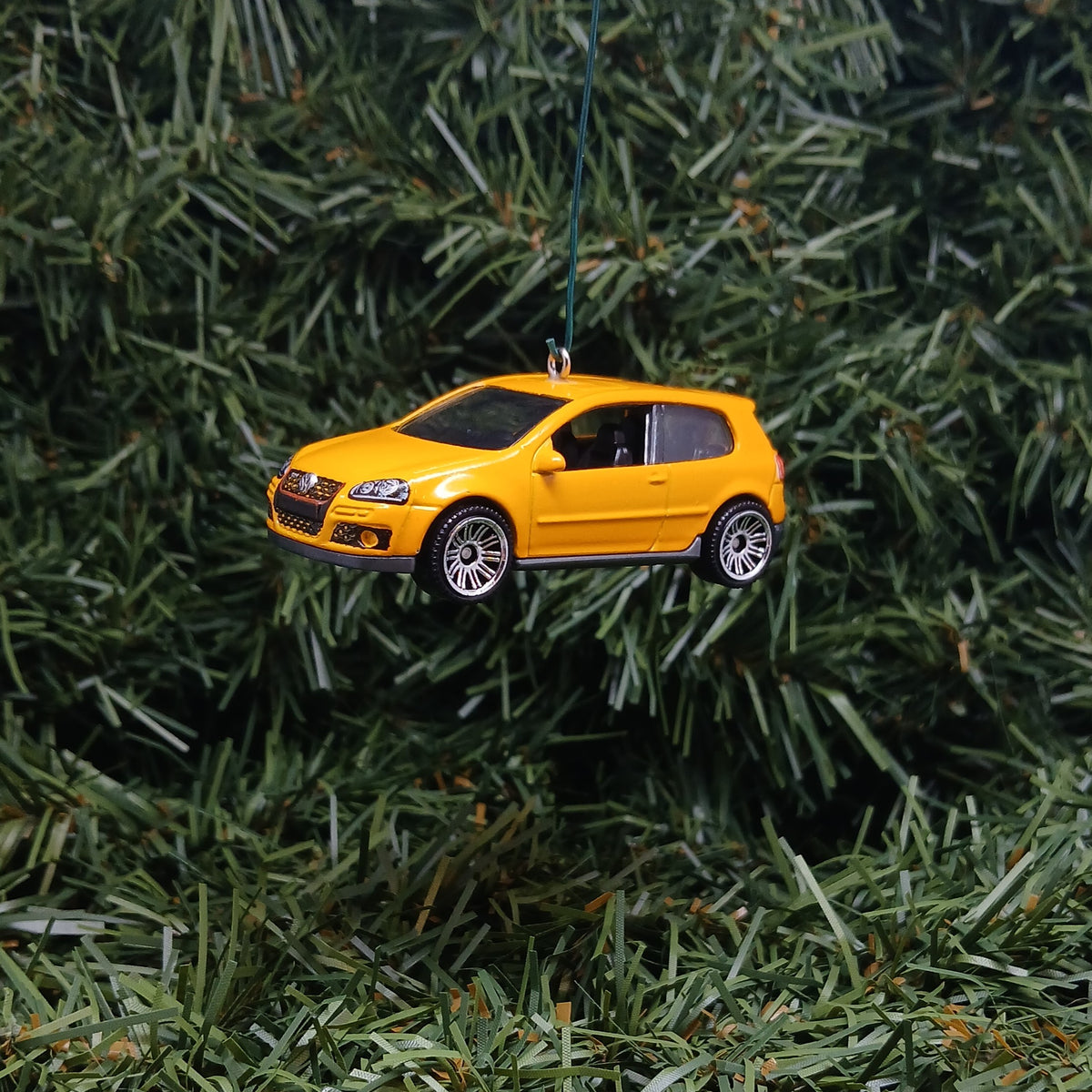 VW Golf GTI Ornament Christmas Gift Idea Volkswagen Xmas Tree Decoration Yellow Licensed