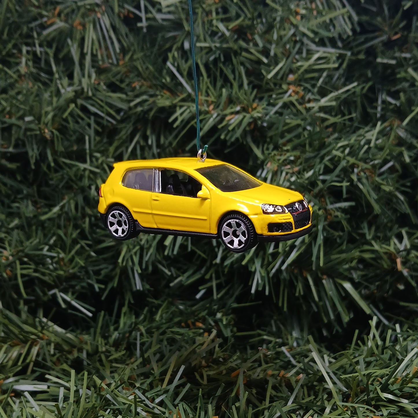 VW Golf GTI Ornament Christmas Gift Idea Volkswagen Xmas Tree Decoration Yellow Licensed
