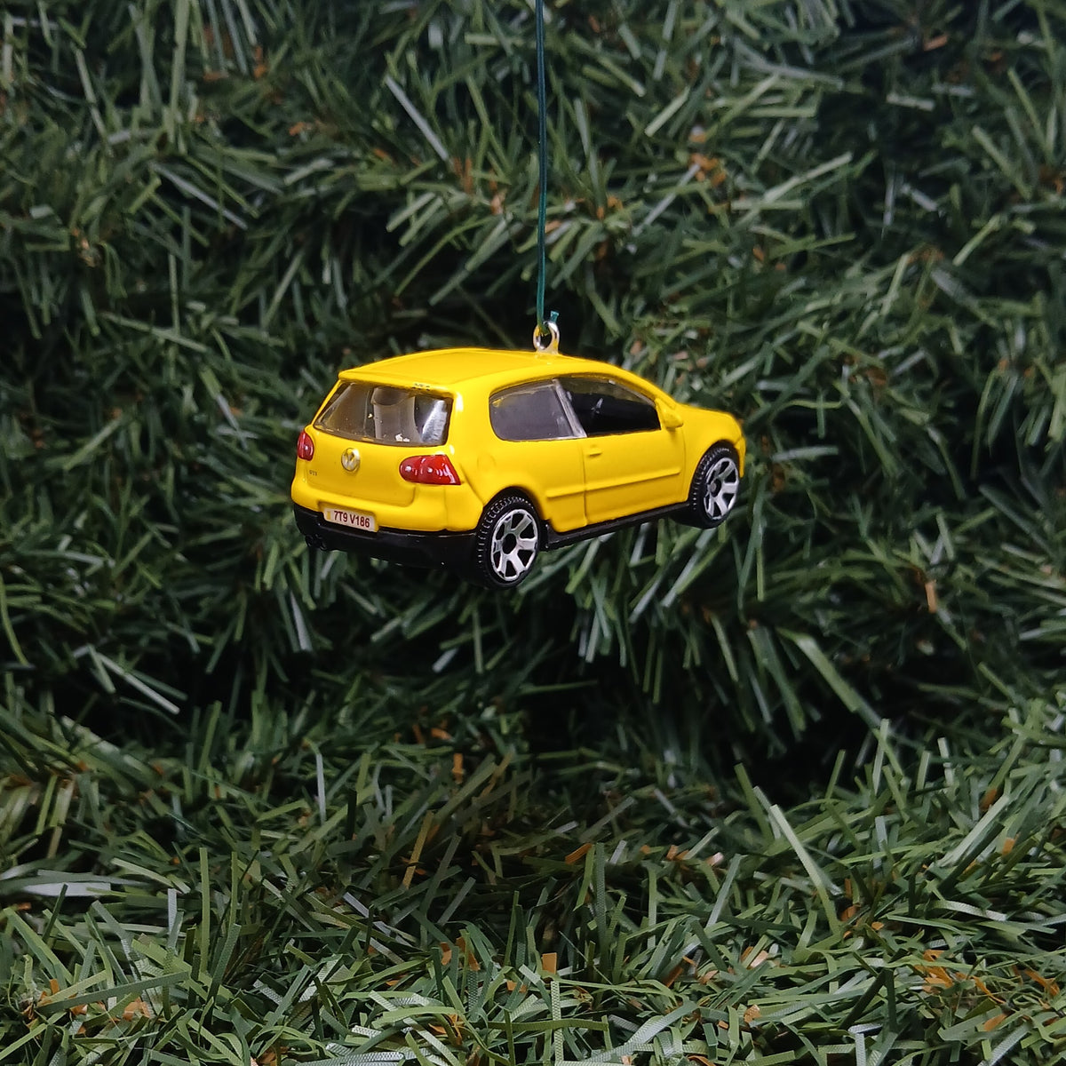 VW Golf GTI Ornament Christmas Gift Idea Volkswagen Xmas Tree Decoration Yellow Licensed