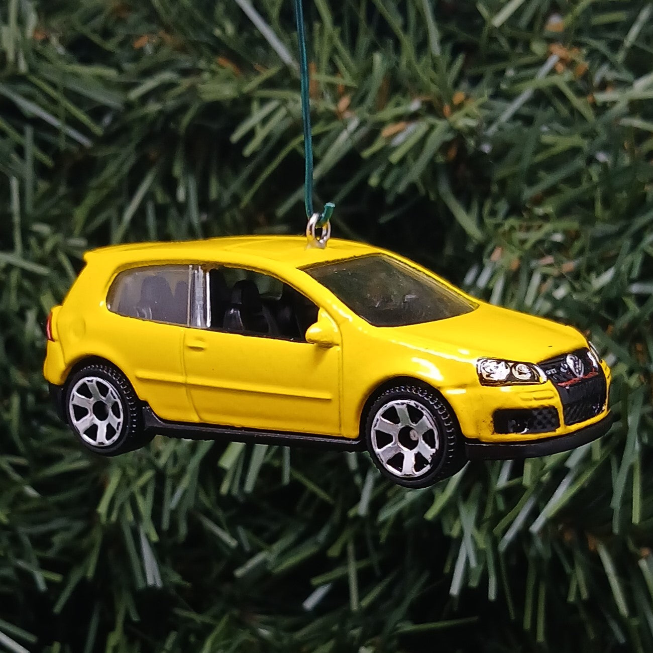 VW Golf GTI Ornament Christmas Gift Idea Volkswagen Xmas Tree Decoration Yellow Licensed