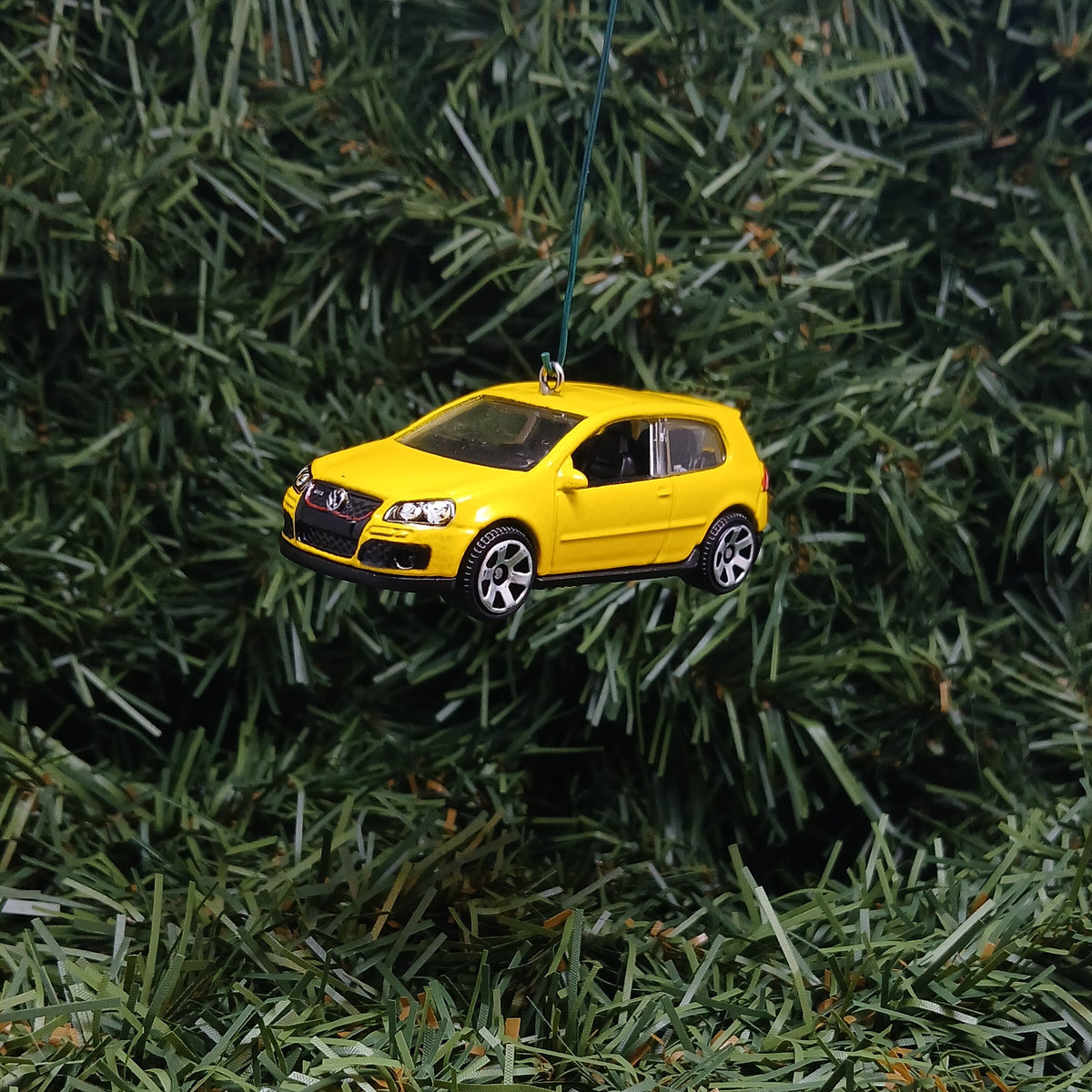 VW Golf GTI Ornament Christmas Gift Idea Volkswagen Xmas Tree Decoration Yellow Licensed