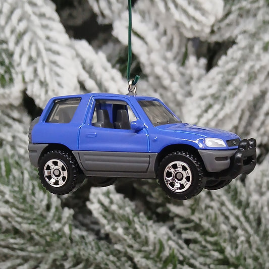 TOYOTA RAV4 Ornament Christmas Tree Decoration Xmas Gift 3 Door SUV 1994-2000 Blue