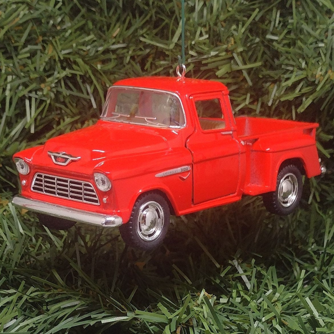 Chevy 1955 Pickup Truck Ornament Christmas Gift Idea 3100 Stepside 5 inch Chevrolet unique Xmas Tree Decoration Red