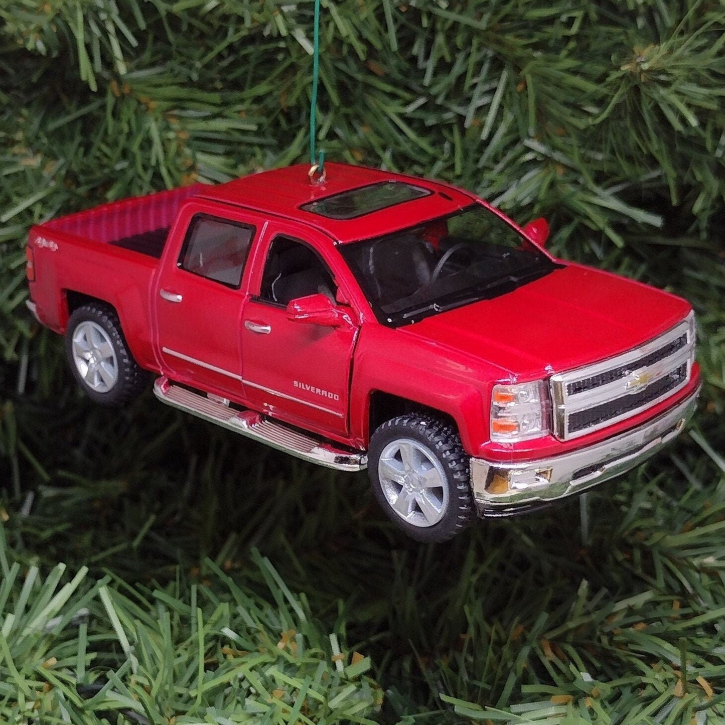 Chevy Silverado Ornament Christmas Tree Decoration Fun Automotive Xmas Gift Idea 5 inches long Chevrolet pickup truck Maroon